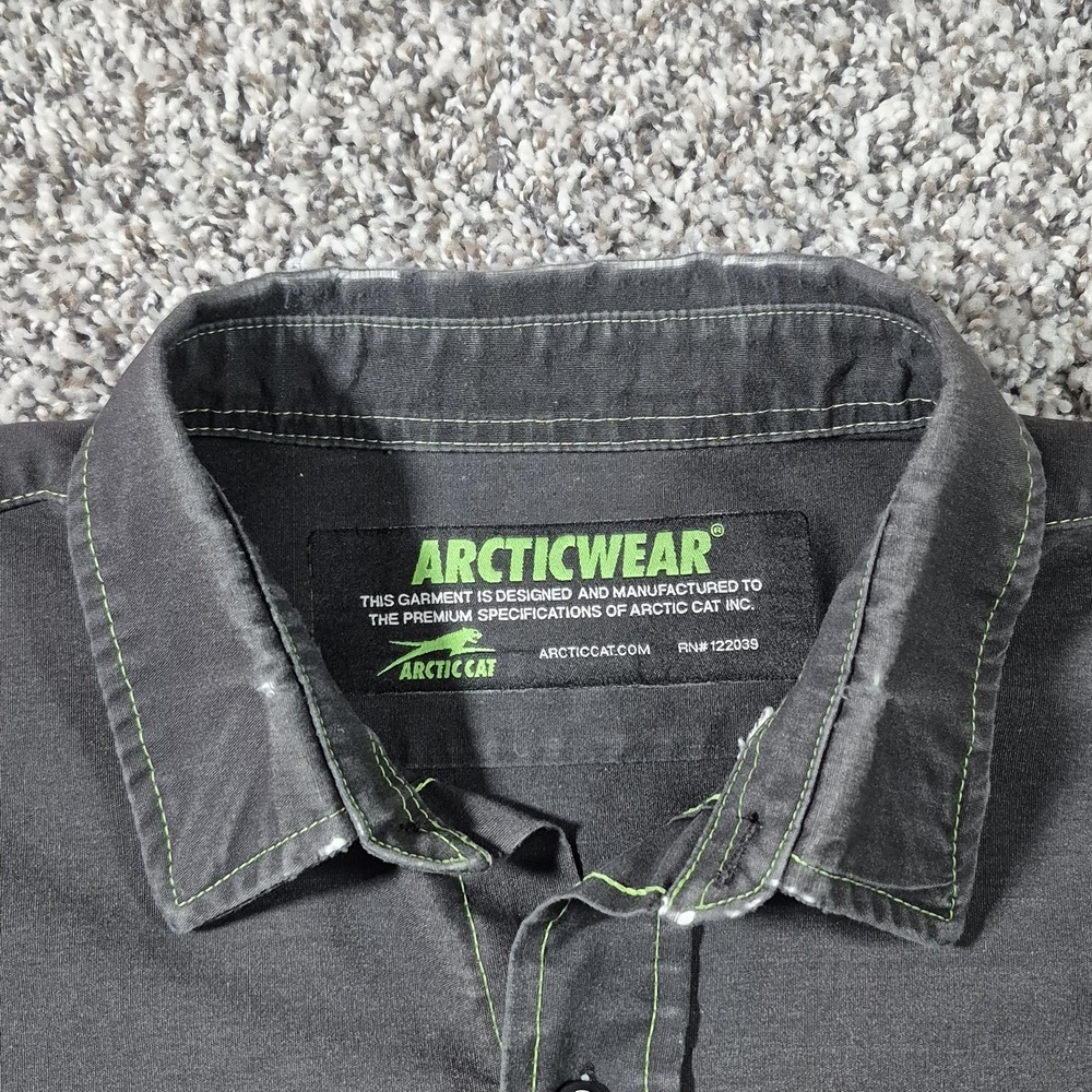 Arctic Cat  Distressed Garage Button Up Shirt Mens XL Snowmobile Mechanic - Picture 5 of 9